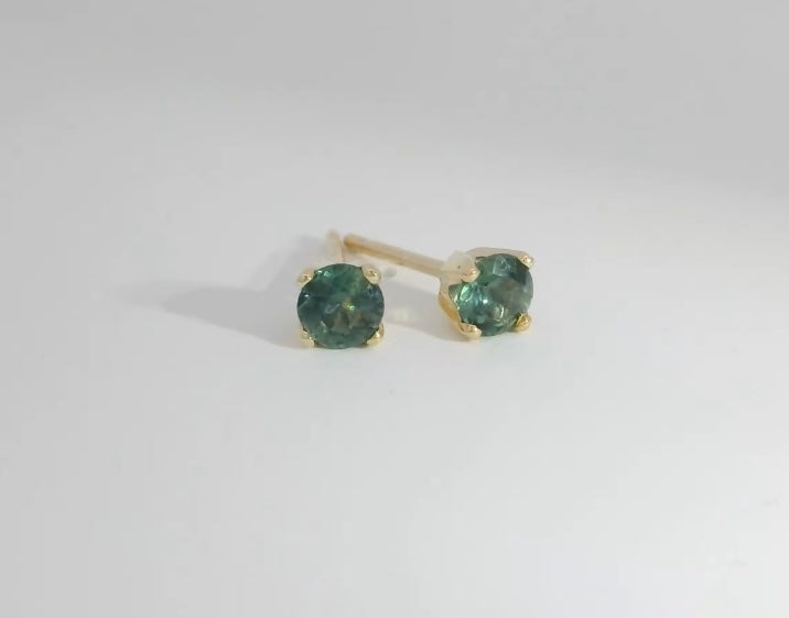 Elegant Teal Sapphire 9ct Gold Earrings. M92146