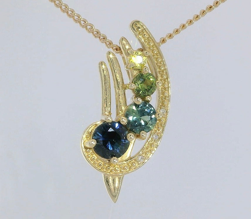 Superb Sapphire & Diamond 9ct Gold Pendant. M92076