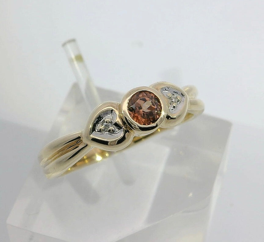 9ct Gold Ring with Australian Zircon & Diamonds. M91965
