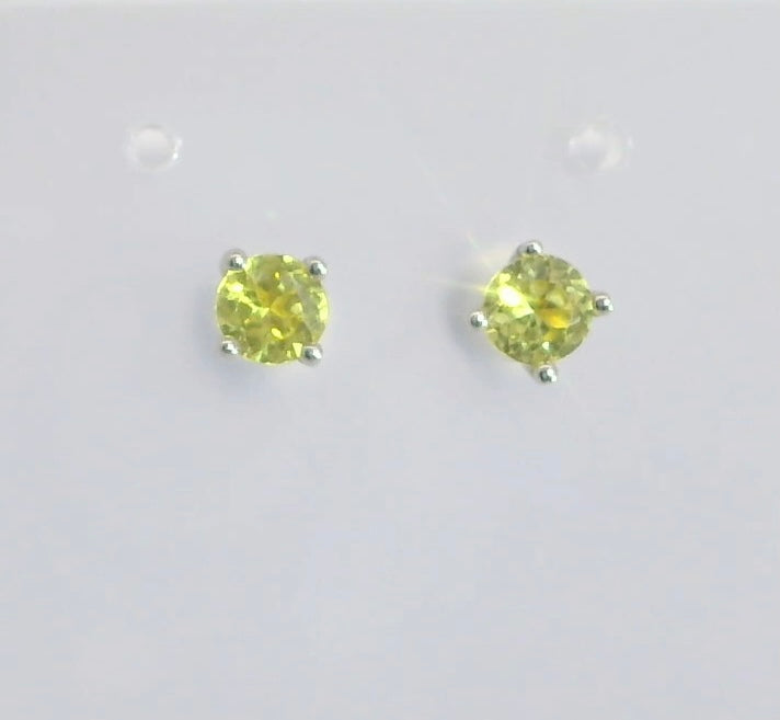 9ct White Gold Earrings set with Yellow Sapphires. M92108