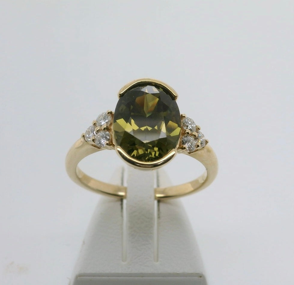 Magical Iridescent Sapphire & Diamond 9ct Gold Ring. M92141