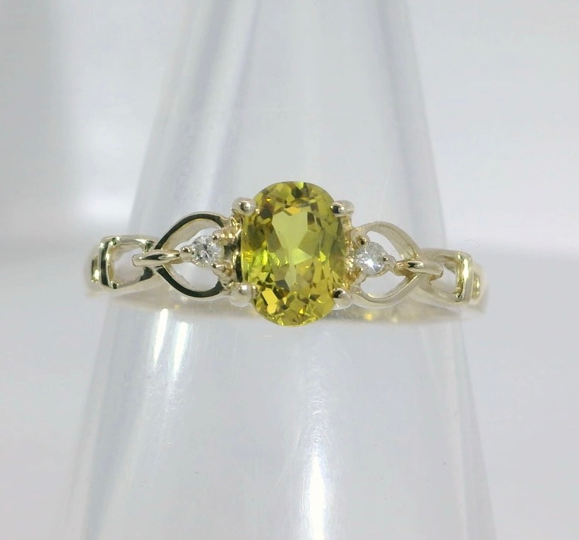 Bright Sapphire & Diamond 9ct Gold Ring. M92164