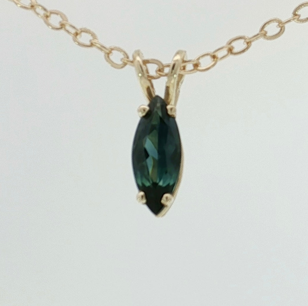 Teal Sapphire 9ct Gold Pendant. M92261