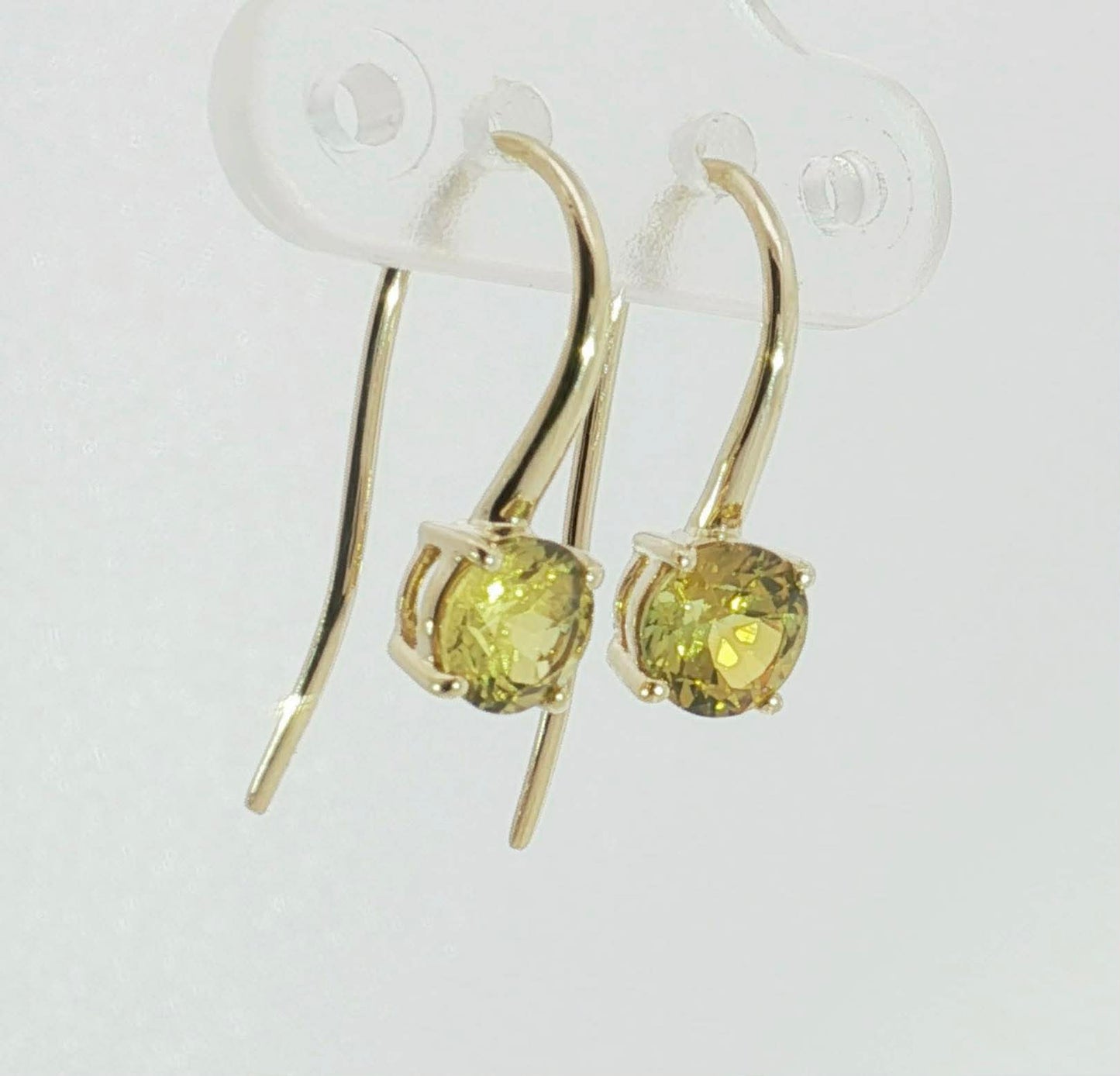 Elegant Round Brilliant Yellow Sapphire Gold Drop Earrings. M92280