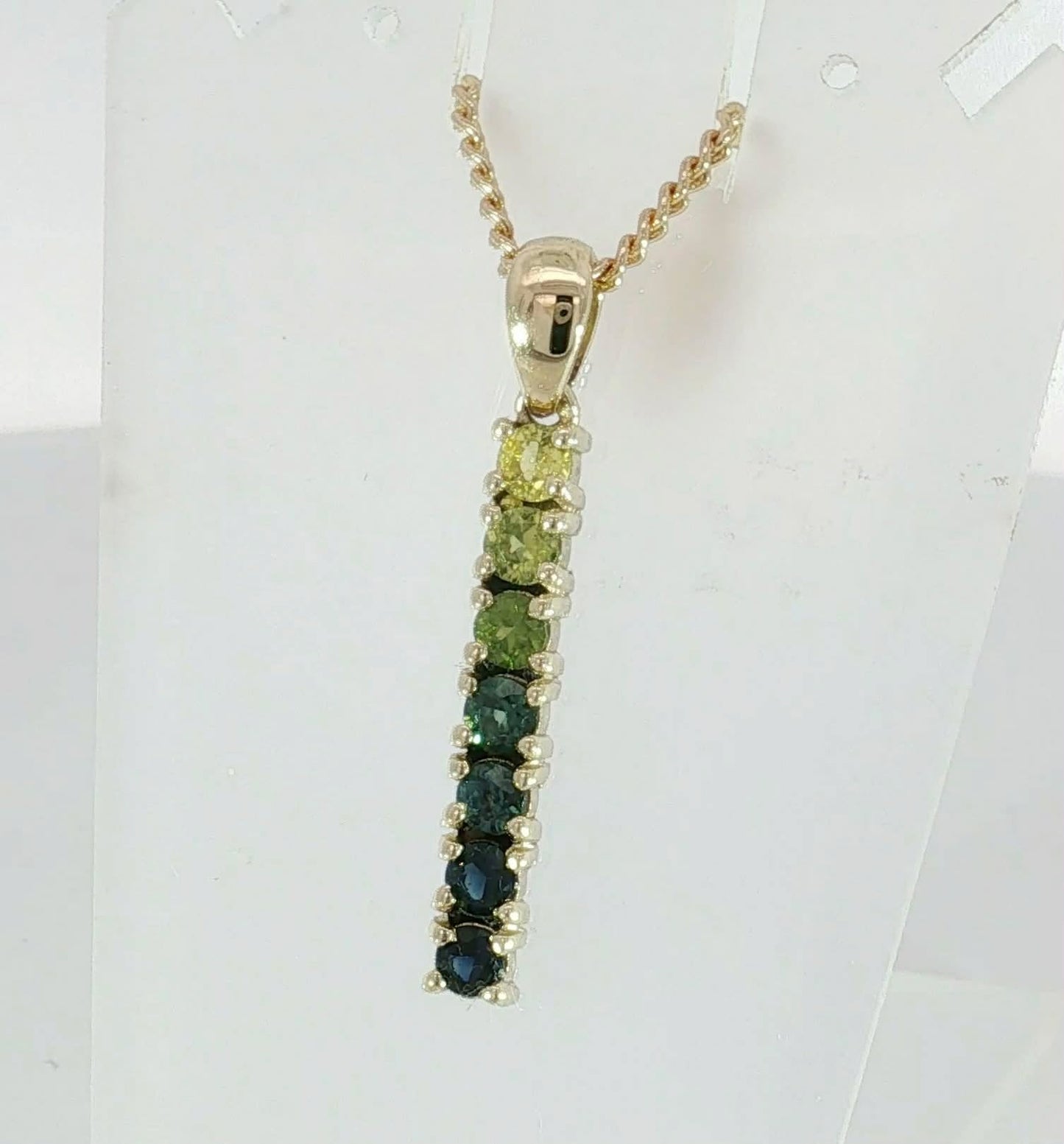 Sapphire Vertical Bar Pendant in 9ct Yellow Gold. M92308