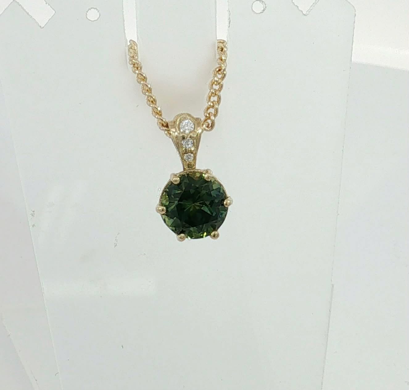 Dazzling Parti Sapphire & Diamond 9ct Gold Pendant. M92342