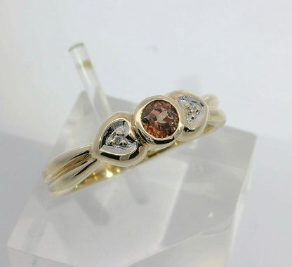 9ct Gold Ring with Australian Zircon & Diamonds. M91965