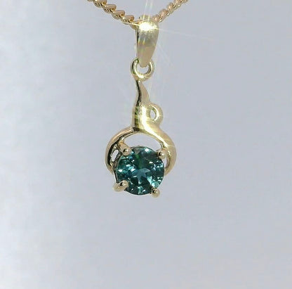 Teal Sapphire 9ct Gold Pendant. M92159