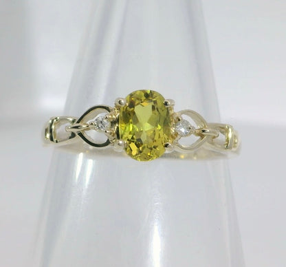 Bright Sapphire & Diamond 9ct Gold Ring. M92164