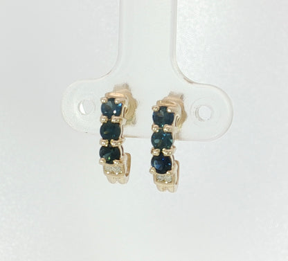 Blue Sapphire Diamond 9ct Gold Earrings. M92224