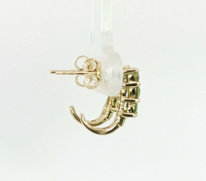 Bright Green Sapphire Diamond 9ct Gold Earrings. M92225