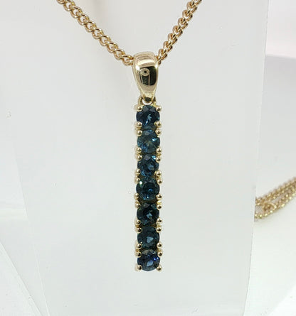 Elegant Blue Sapphire 9ct Gold Pendant. M92226