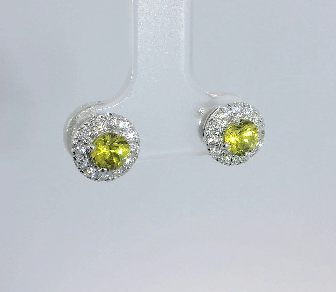 Dazzling 9ct White Gold, Sapphire & Diamond Earrings. M92243