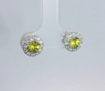 Dazzling 9ct White Gold, Sapphire & Diamond Earrings. M92243