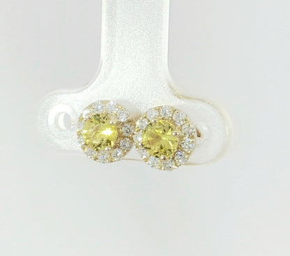 Elegant Yellow Sapphire & Diamond 9ct Gold Earrings. M92257