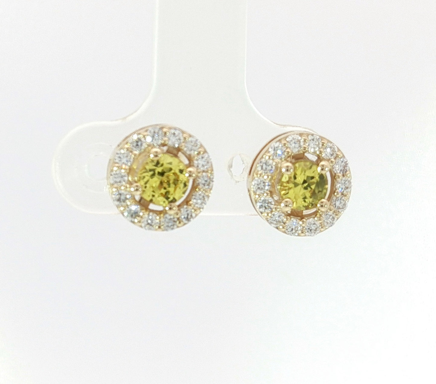 Dazzling Lemon Yellow Sapphire & Diamond 9ct Gold Earrings. M92258