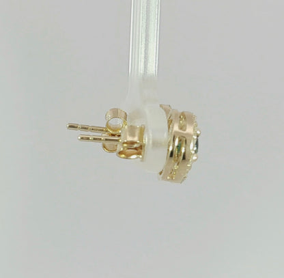 Gorgeous Teal Sapphire & Diamond 9ct Gold Earrings. M92259
