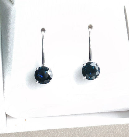 Rich Blue Sapphires set in 9ct White Gold Earrings.  M92276