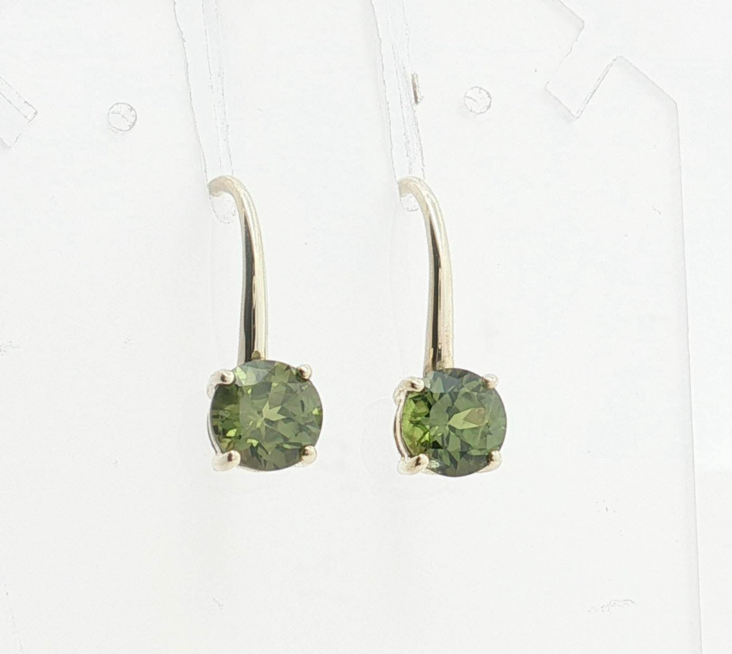 Elegant Round Brilliant Sapphire Gold Drop Earrings. M92282