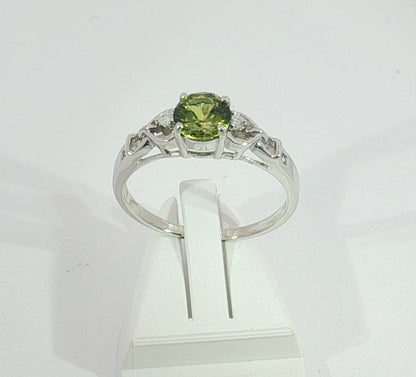 Green Yellow Parti Sapphire & Diamond 9ct White Gold Ring. M92283
