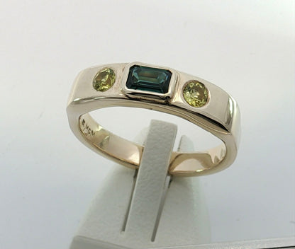 9ct Yellow Gold Sapphire Gents Ring. M92294