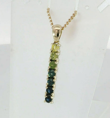 Sapphire Vertical Bar Pendant in 9ct Yellow Gold. M92308