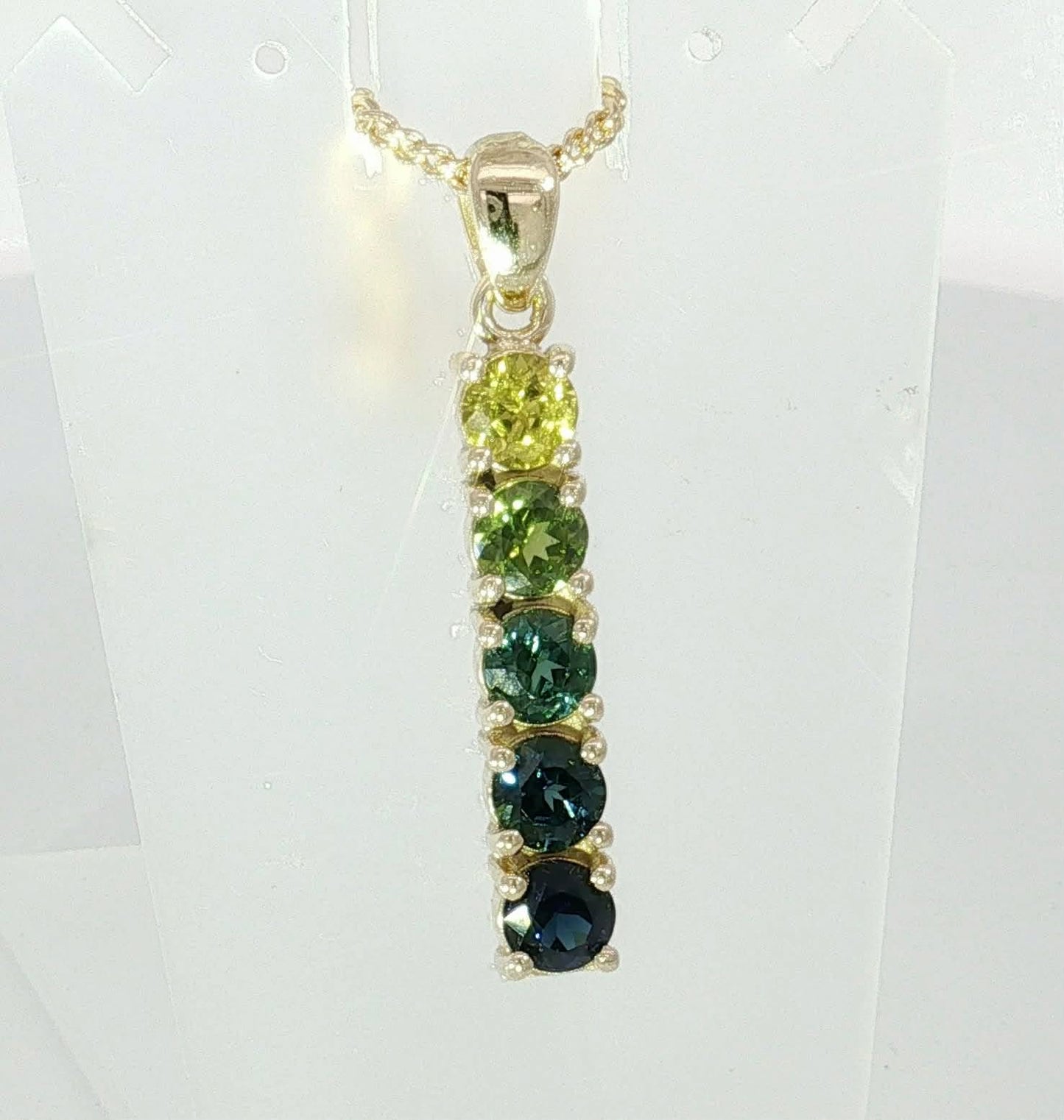 Multi-Color Sapphire Vertical Bar Pendant in 9ct Yellow Gold. M92309