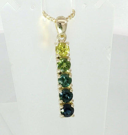Multi-Color Sapphire Vertical Bar Pendant in 9ct Yellow Gold. M92309