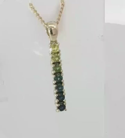 Sapphire Vertical Bar Pendant in 9ct Yellow Gold. M92308