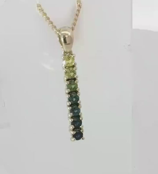 Sapphire Vertical Bar Pendant in 9ct Yellow Gold. M92308