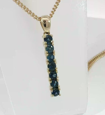 Elegant Blue Sapphire 9ct Gold Pendant. M92226