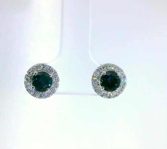 9ct White Gold Sapphire  Diamond Earrings.  M92242