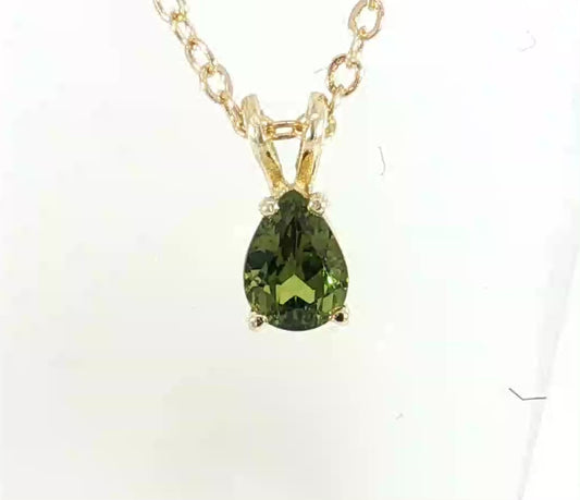 Vibrant Green Sapphire 9ct Gold Pendant. M92252