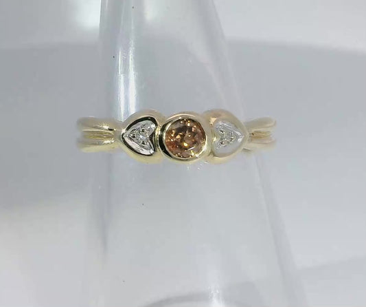 9ct Gold Ring with Australian Zircon & Diamonds. M91965