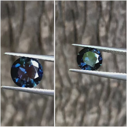 Bright Blue with a Light Green Flash Australian Sapphire. M1075