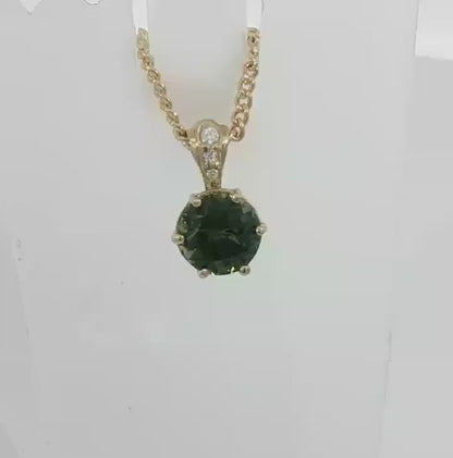 Dazzling Parti Sapphire & Diamond 9ct Gold Pendant. M92342