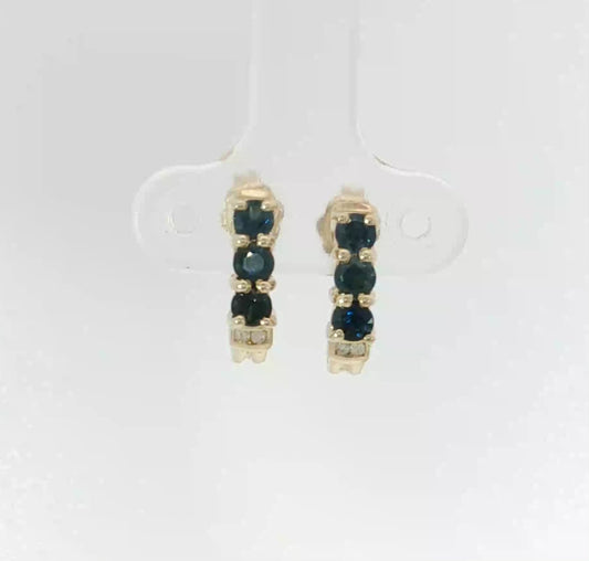 Blue Sapphire Diamond 9ct Gold Earrings. M92224