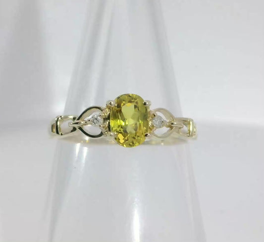 Bright Sapphire & Diamond 9ct Gold Ring. M92164