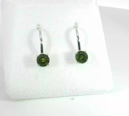 Beautiful Green Sapphires set in 9ct White Gold Earrings  M92277