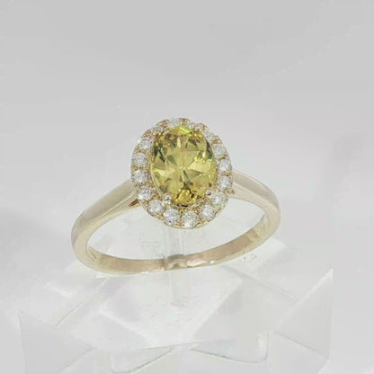 9ct Gold Ring featuring a Gorgeous Yellow Sapphire & Diamonds. M92256