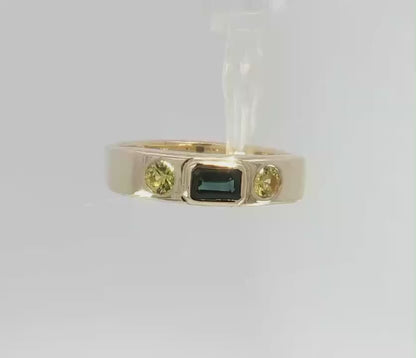 9ct Yellow Gold Sapphire Gents Ring. M92294