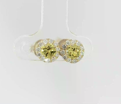 Elegant Yellow Sapphire & Diamond 9ct Gold Earrings. M92257