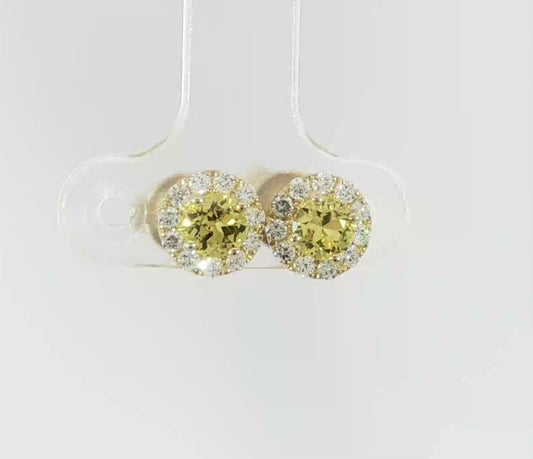 Elegant Yellow Sapphire & Diamond 9ct Gold Earrings. M92257