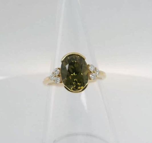 Magical Iridescent Sapphire & Diamond 9ct Gold Ring. M92141