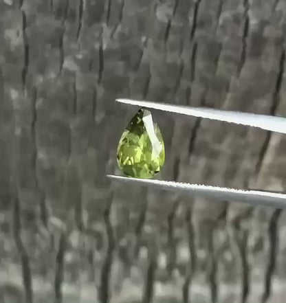 Natural Australian Light Olive Green Sapphire – 1.18ct Teardrop Cut.  M1215