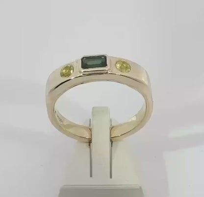 9ct Yellow Gold Sapphire Gents Ring. M92294