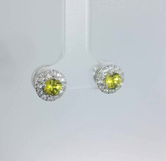 Dazzling 9ct White Gold, Sapphire & Diamond Earrings. M92243