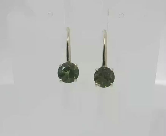 Elegant Round Brilliant Sapphire Gold Drop Earrings. M92282