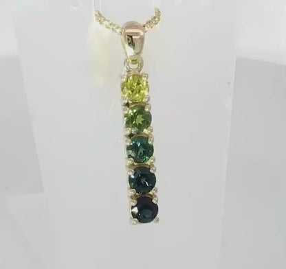 Multi-Color Sapphire Vertical Bar Pendant in 9ct Yellow Gold. M92309