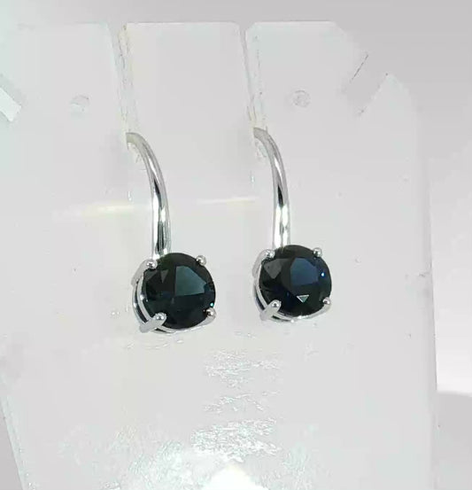 Rich Blue Sapphires set in 9ct White Gold Earrings.  M92276